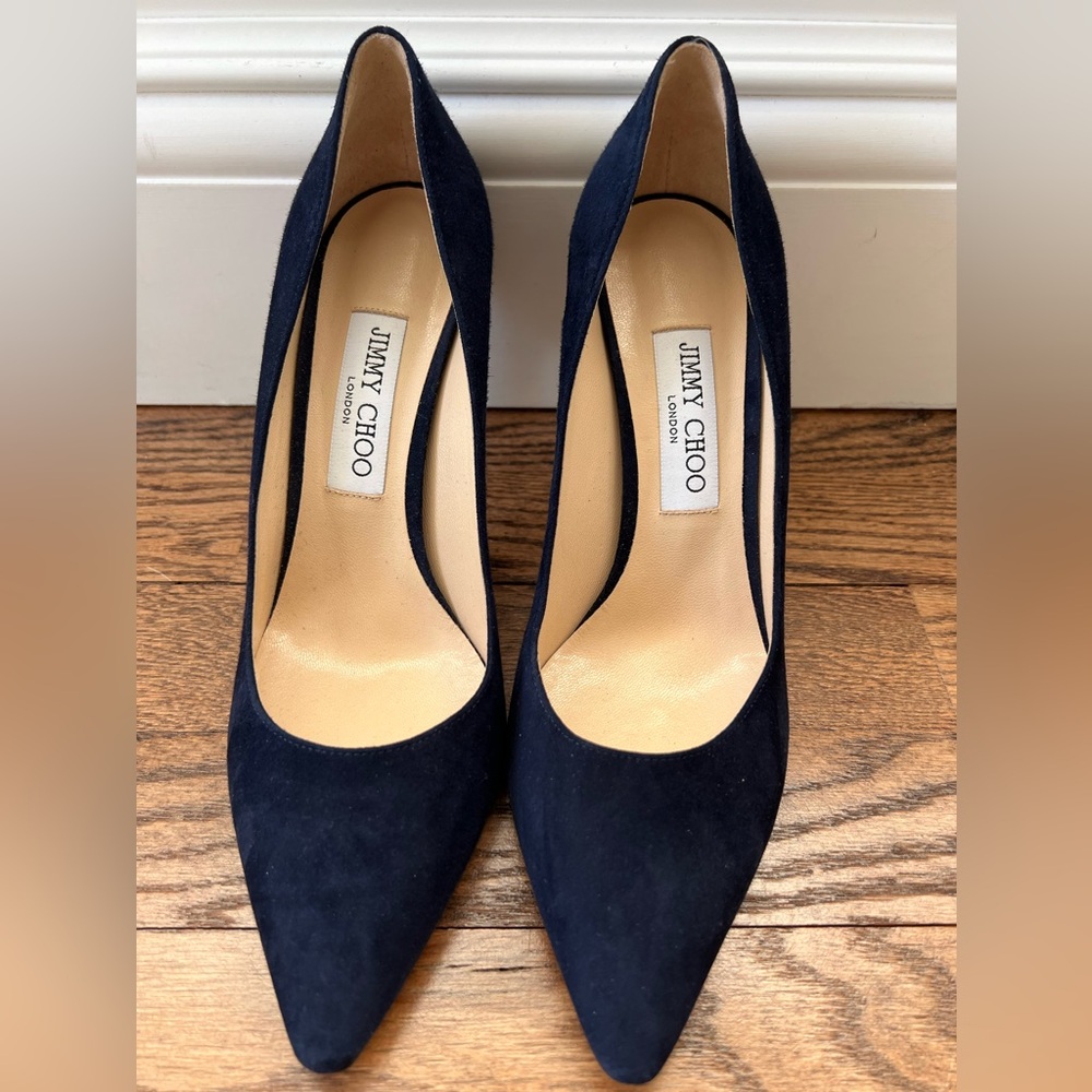 Jimmy Choo Navy Suede Heels